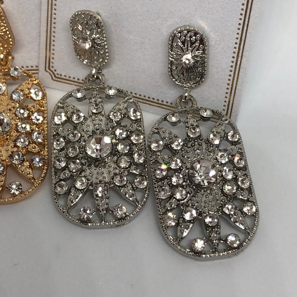 💋 Silver rhinestone or gold rhinestone Earrings - Picture 2 of 8